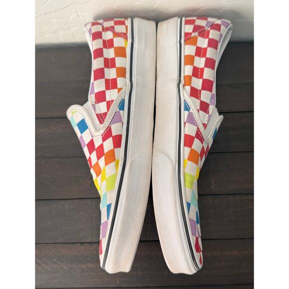 Vans Rainbow Checkered Slip Ons Women Size 10 Men 8.5 EUC - Picture 2 of 7